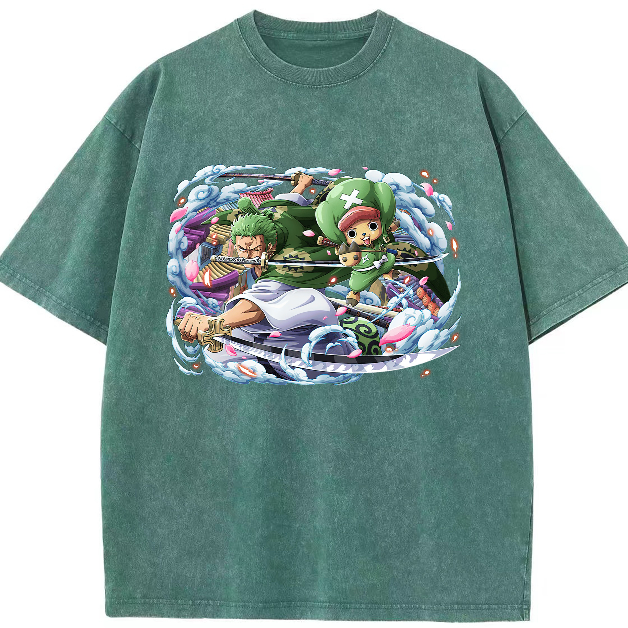 ワンピース ロロノア・ゾロ ONE PIECE Roronoa Zoro 綿100% ヴィンテージ風 半袖Tシャツ（フロントプリント）